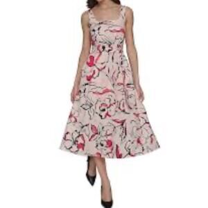 Karl Lagerfeld Paris Floral Print A-line Sleeveless Dress Size 10 Multicolor